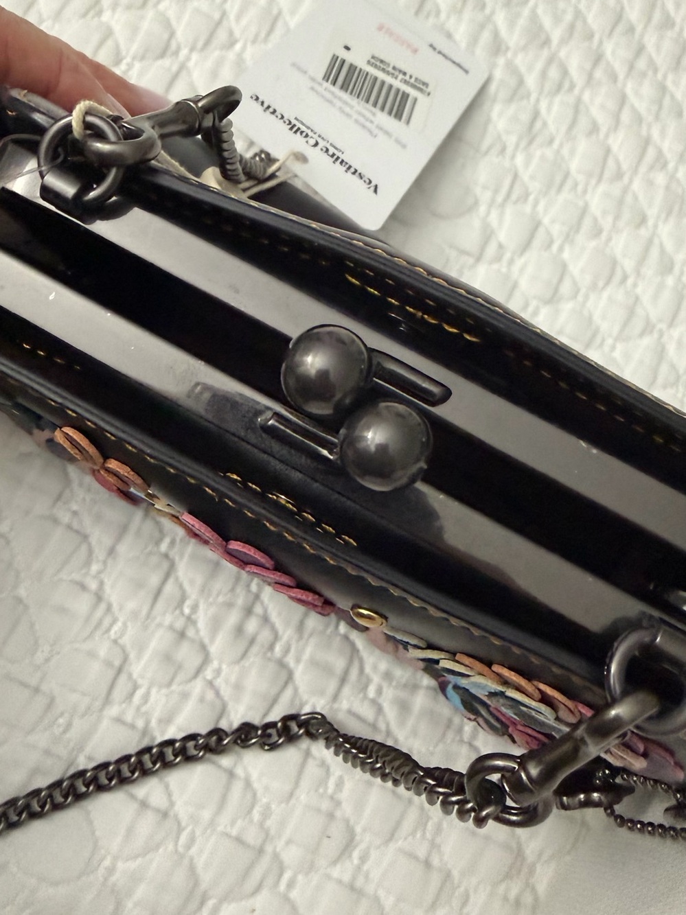 COACH Pearl Kisslock TEA ROSE Floral Leather Sequin Crossbody F80193 NWT - Picture 10 of 16